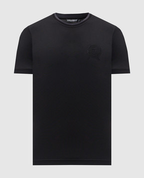 Dolce&Gabbana Black T-shirt with embroidered logo G8SW4ZHU7W9