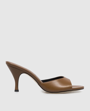 Aeyde Samia brown leather mules HS0693001222126