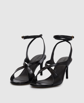 Khaite Liria black glossy leather sandals F3100943