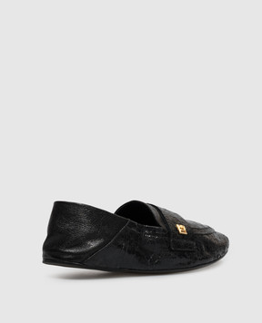 Balmain Black leather loafers with monogram HN1UO257LRKN