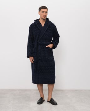 Missoni Home Chalk blue terry bathrobe with branded pattern 1D3AC99718