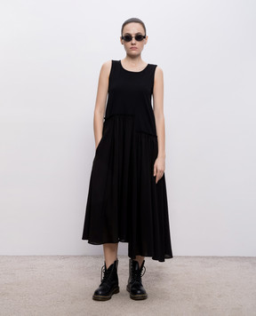 Y`S Yamamoto Black dress with ruffles YKD14802