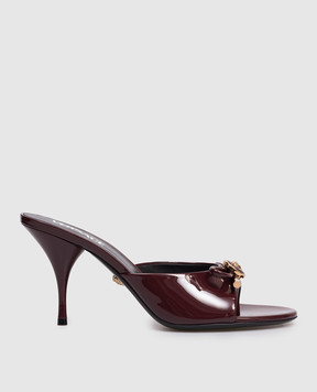 Versace Opera Bow burgundy patent leather mules 1018239D2VE