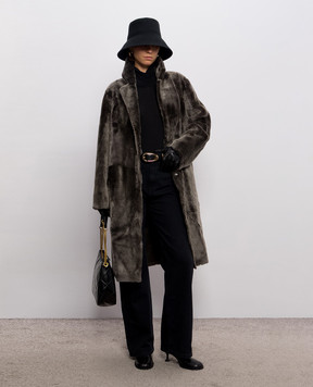 Yves Salomon Brown double-sided sheepskin coat 21WYM60504MESI