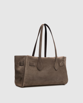 Brunello Cucinelli Brown suede bag with embossed logo MBDLB2848