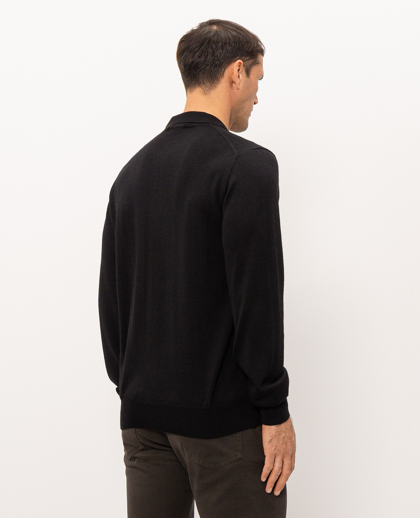 Black wool, silk and cashmere polo shirt Cashmere&Whiskey 4