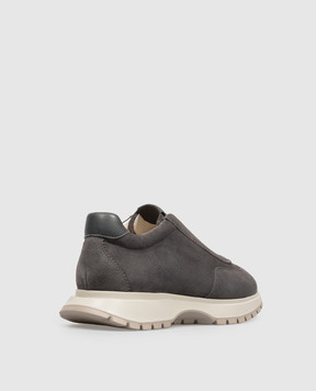 Doucal's Gray suede sneakers with a monil chain DD8937LYSAPF878