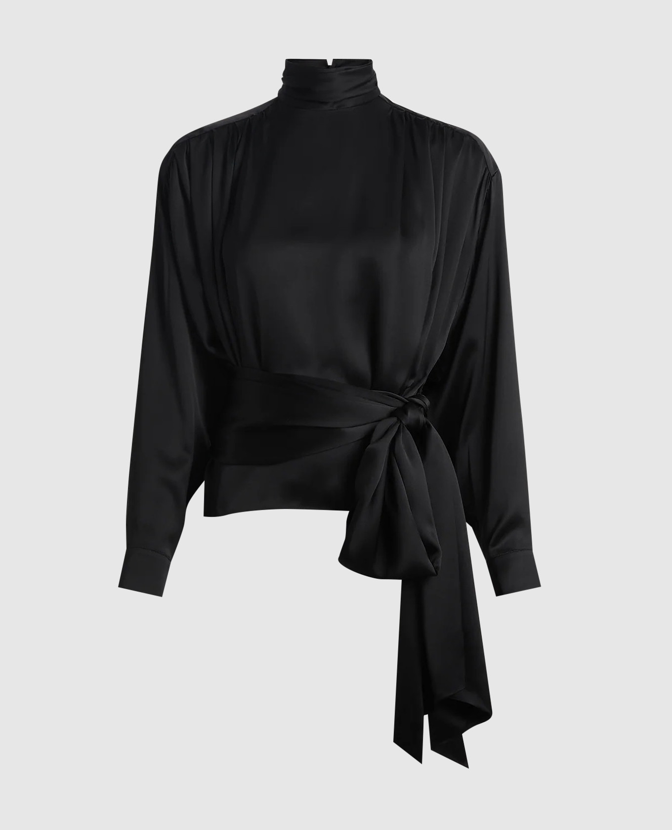 Black blouse with accented shoulders made of silk Balmain