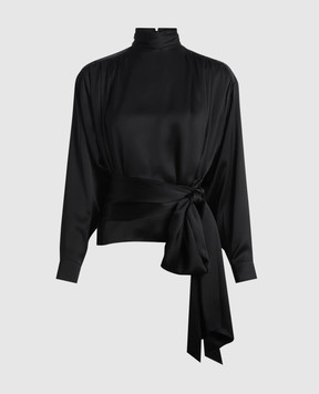 Balmain Black blouse with accented shoulders made of silk TO0000000056
