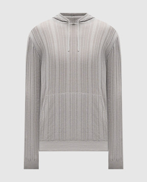 Brett Johnson Gray hoodie with linen SS26K45LPOLLGR