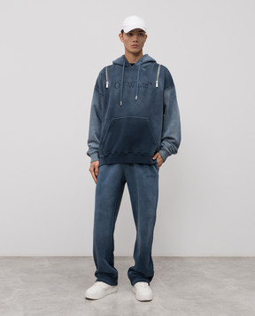 Off-White Blue hoodie with logo print 44MBB12HF5F003