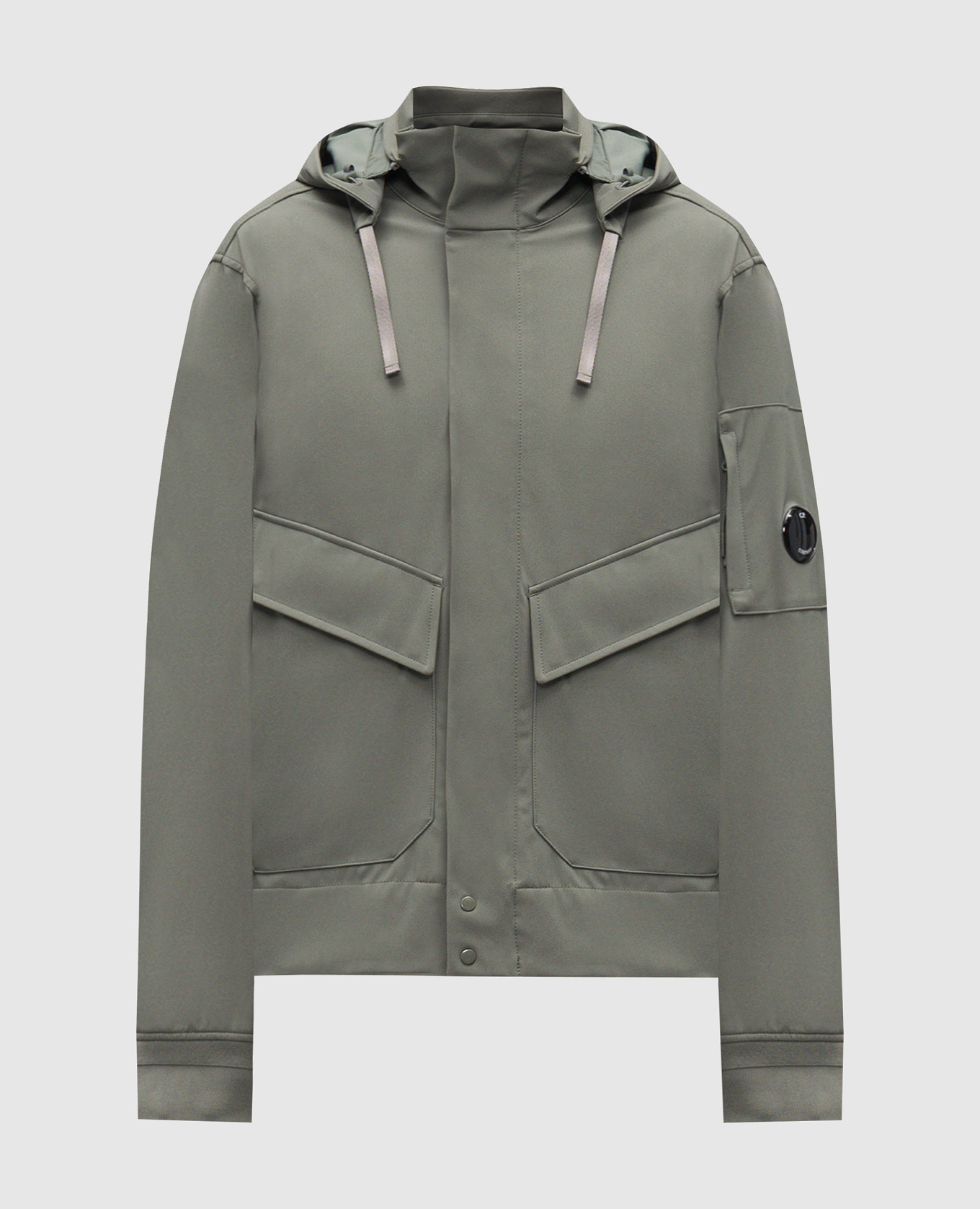 Green jacket with logo patch