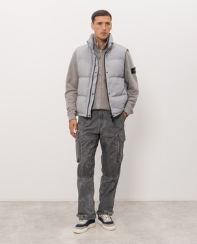 Stone Island Grey cardigan with logo patch L2S156100066S0A20