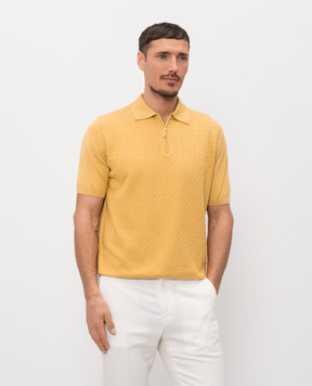 Stefano Ricci Orange polo shirt with woven pattern K212039P31F26195