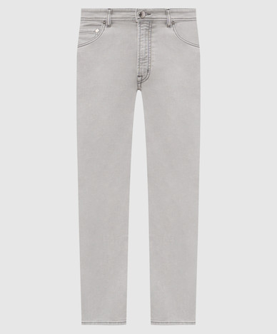 Grey jeans with logo patch