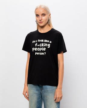 R13 Black T-shirt with a print of the inscription R13WK001K160A