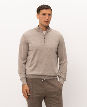 Doriani Cashmere Beige wool, silk and cashmere jumper with zipper 1818179
