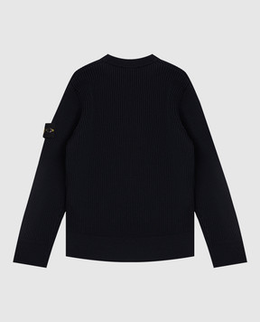 Stone Island Children's blue wool sweater with logo K2S165100010S0C0268
