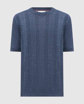 Brunello Cucinelli Blue linen t-shirt M2L707800