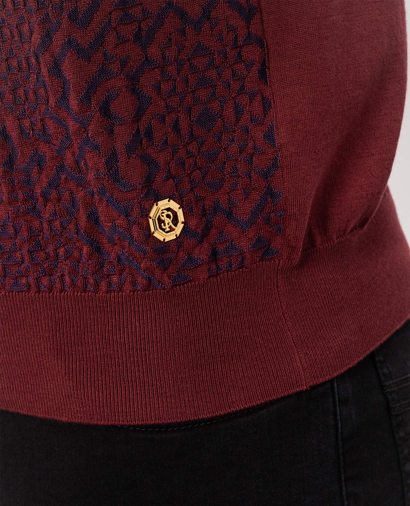 Burgundy T-shirt with patterned silk Stefano Ricci 5