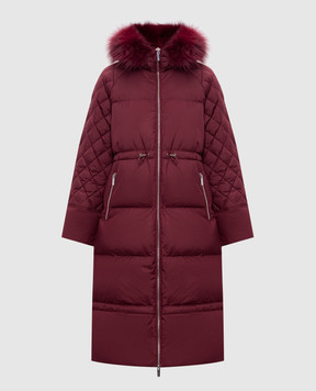 Be Florence Burgundy down jacket with fox fur BE26111