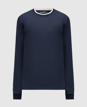 Dolce&Gabbana Blue longsleeve with logo embroidery G8SW5ZHU7WZ