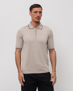 Castangia dal 1850 Beige polo with silk NCCA38MCE26
