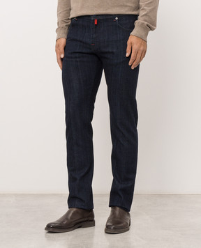 Kiton Blue jeans with logo patch UPNJSK0113H