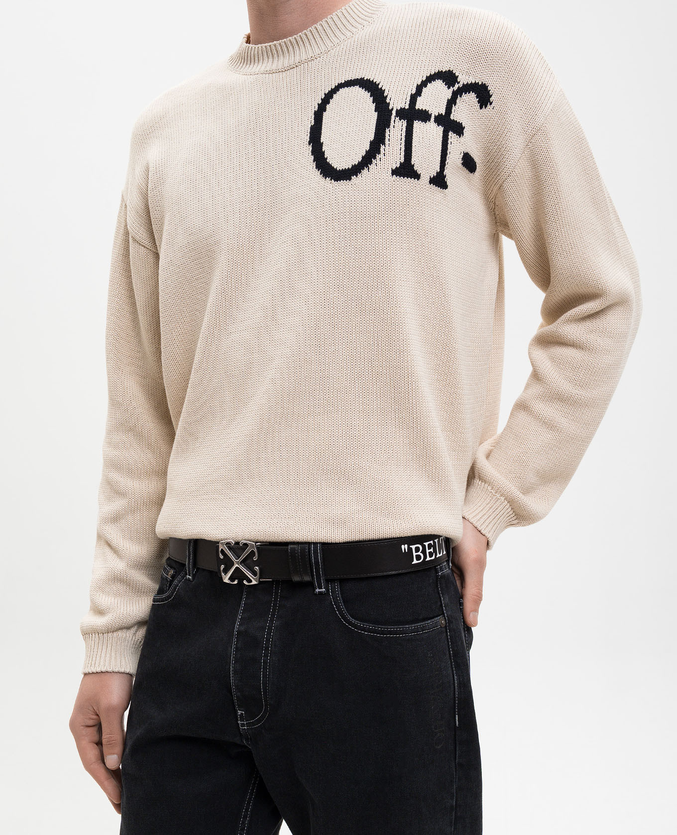 

Black Arrow leather belt with print Off-White