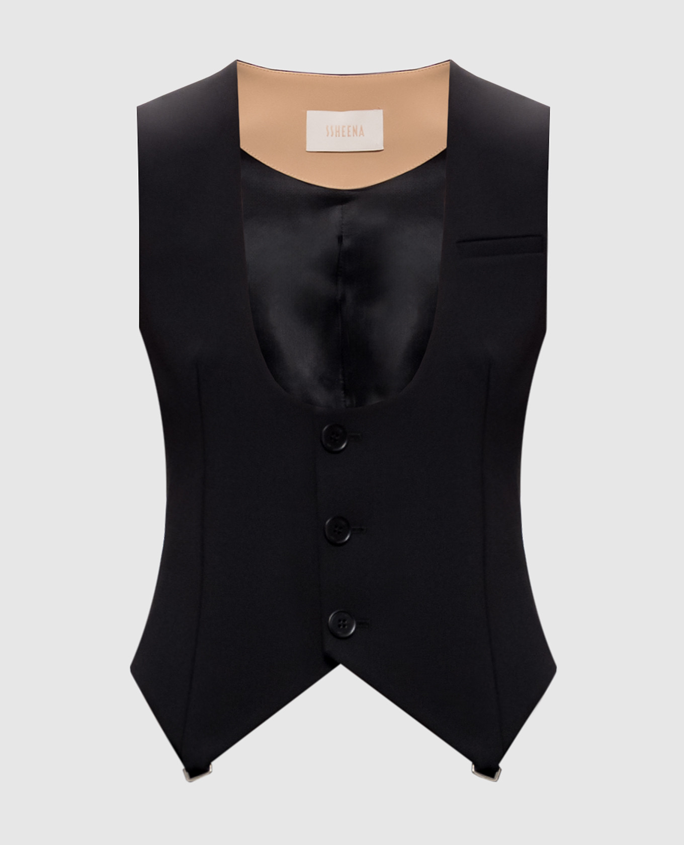 Zwart vest van wol.