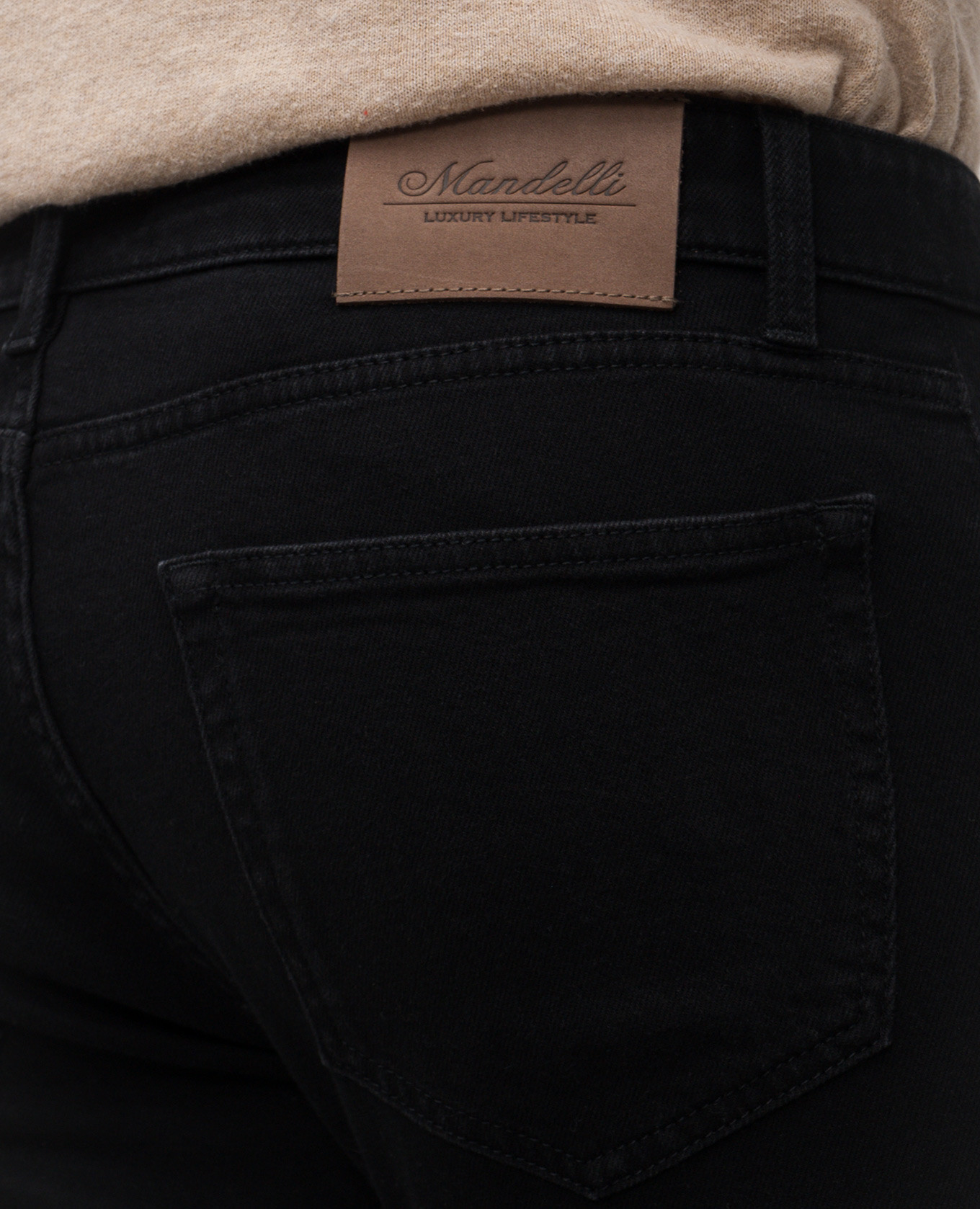 Black jeans with logo patch Enrico Mandelli 5