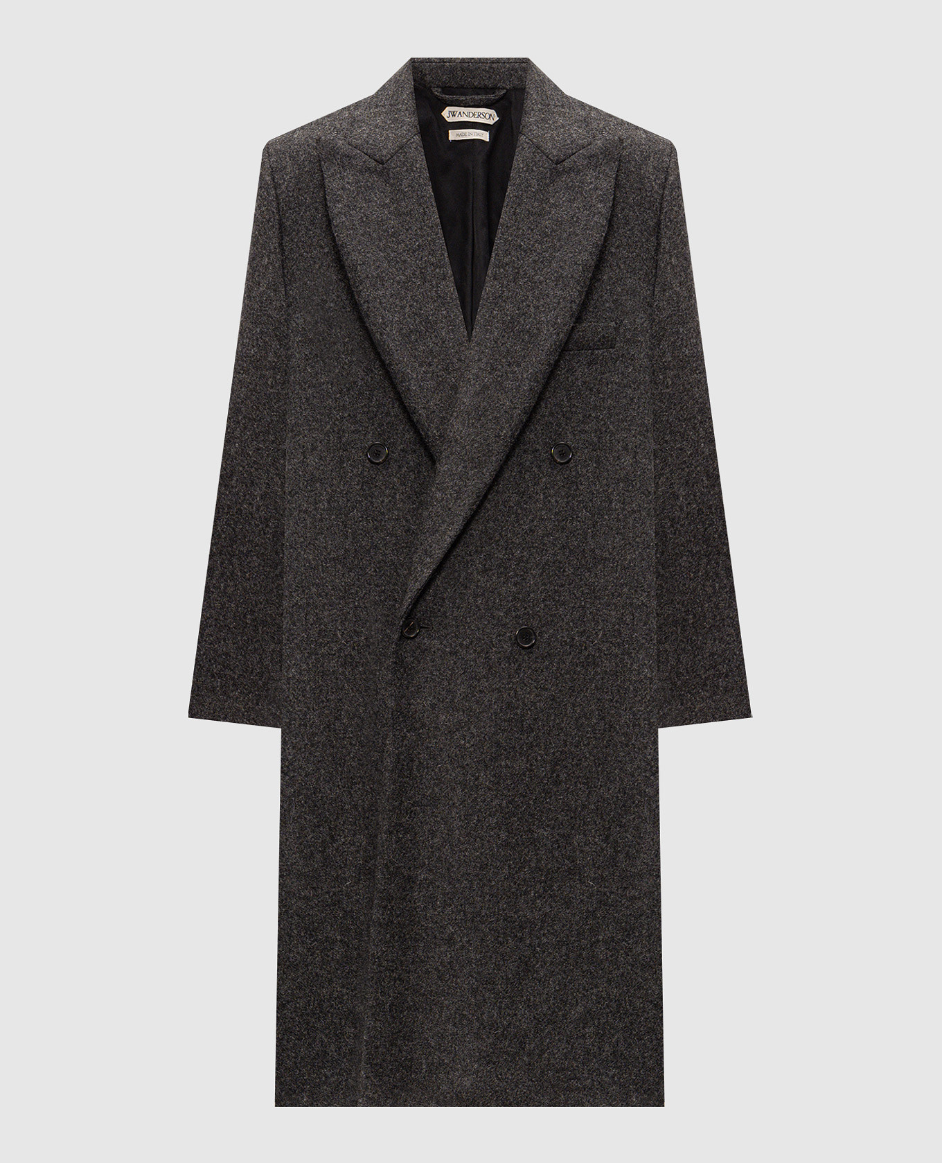 Grey Crombie double-breasted wool coat JW Anderson