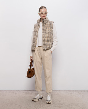 Peserico Beige checked wool vest A0347600438
