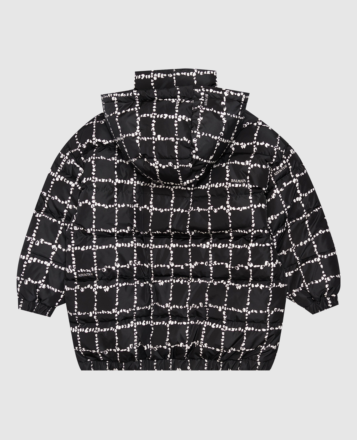 Children's black checked down jacket Balmain 2