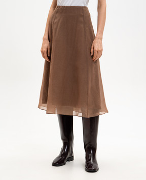 Brunello Cucinelli Brown silk skirt MP940G3877