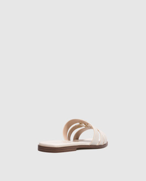 Twinset White leather flip-flops with logo engraving 261TCP038