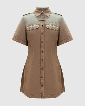 Off-White Brown Spray shirt dress 2DB56XS26FAB001