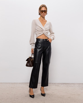 Twinset Beige cropped wool and cashmere sweater 262TT3070