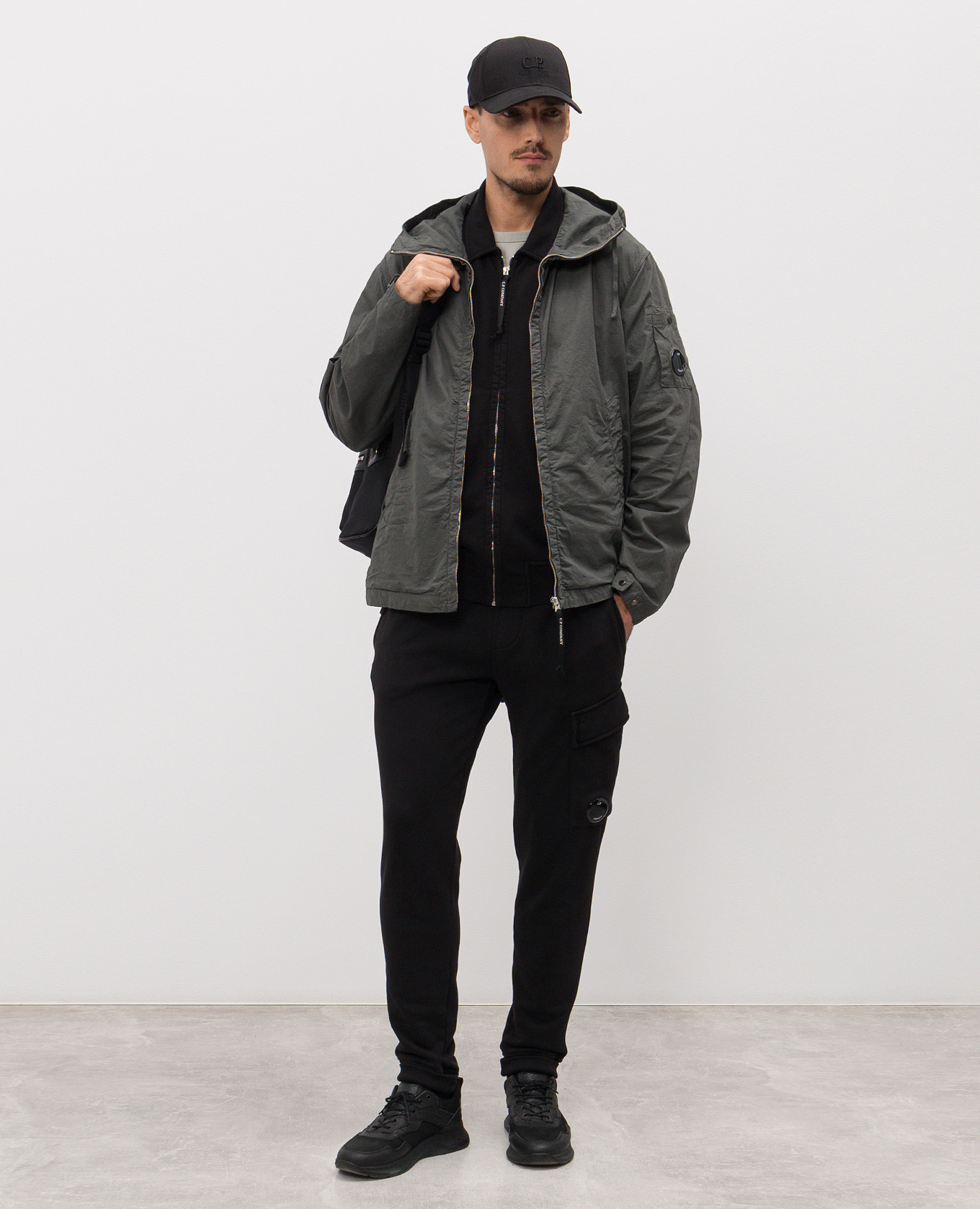 Black sports jacket with logo patch C.P. Company 2