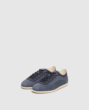 Brunello Cucinelli Blue leather sneakers with logo MZUIEDD337