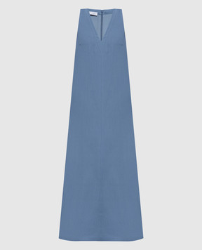 Brunello Cucinelli Blue dress with linen MH126A4812