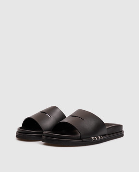 JW Anderson Black leather Fussbett flip-flops SL0018LA0232