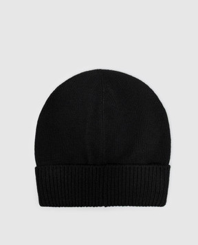 Dolce&Gabbana Black cashmere hat with monogram embroidery FXQ28ZJBW2M