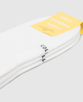 CDLP Set of white socks with a logo pattern MSO007011803