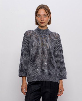 Peserico Gray wool sweater with sequins A99245F05G9100