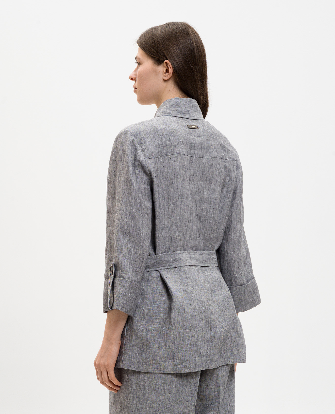 

Gray linen shirt with belt Peserico, Grey