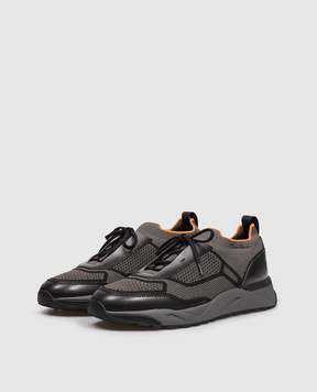 Santoni Grey combination sneakers with logo MBIO22135ANETZNP