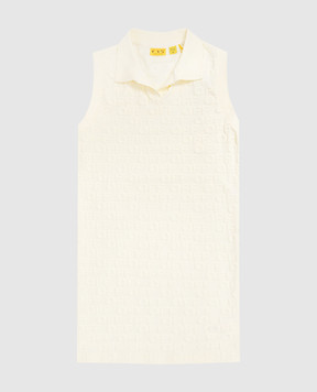 Off-White Children's yellow polo dress with textured logo 44GDH009S26J001