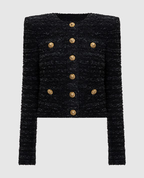 Balmain Black tweed jacket with hemp FF0SK890KJ16