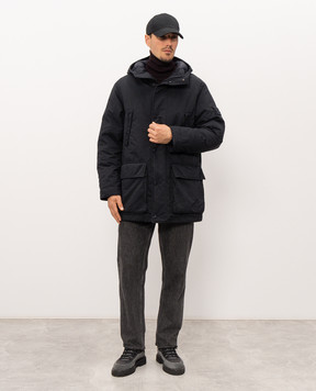 Stone Island Blue down parka with logo patch L2S154100062S0F27